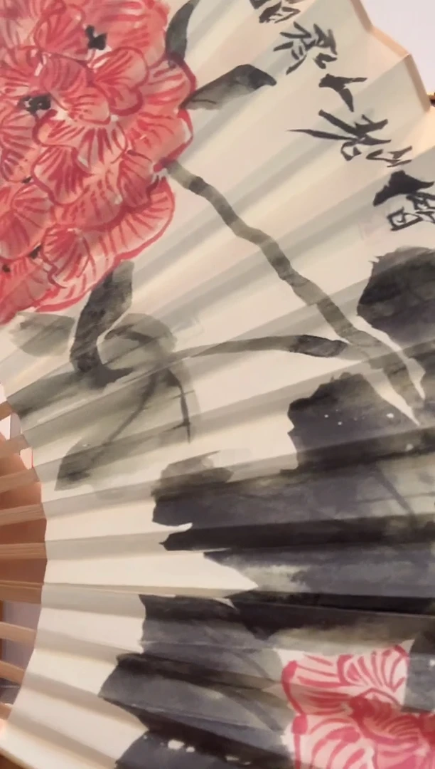 书法j6方印花成扇一件双面（国画木版水印）不带盒
