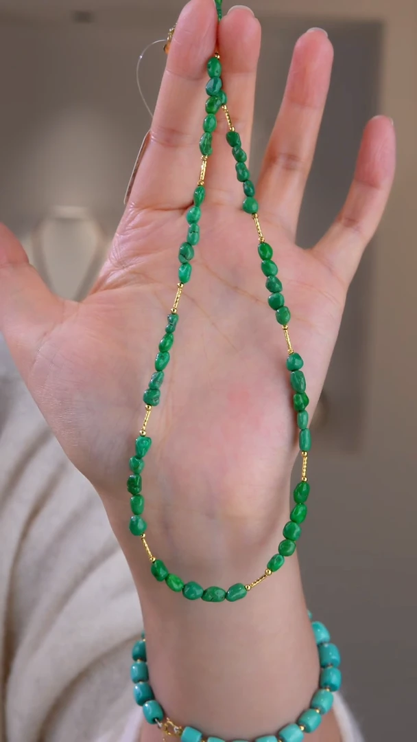 18K金镶嵌绿松石项链1