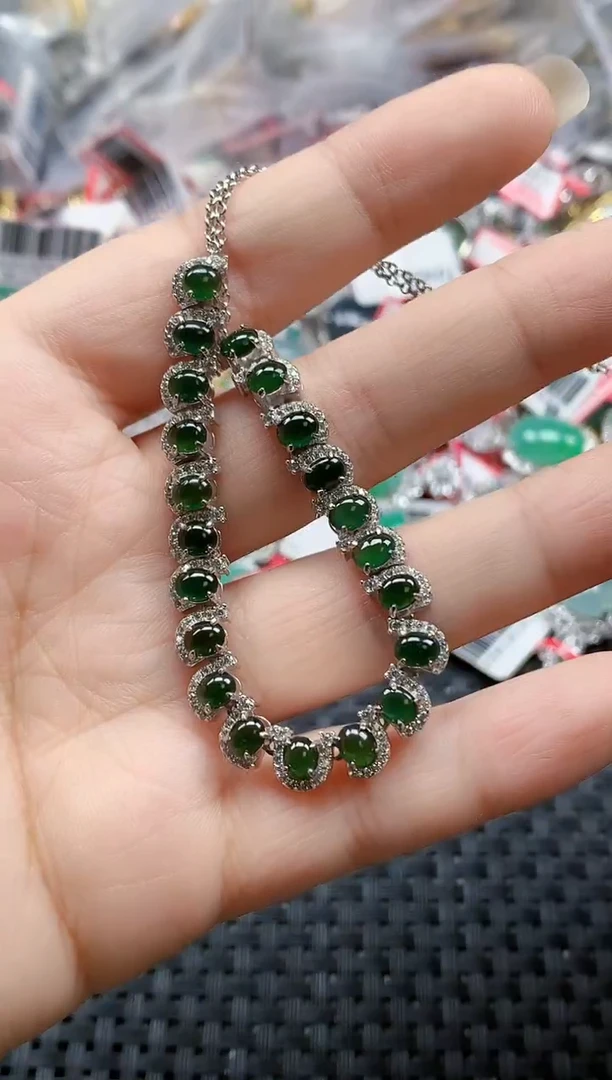 银S925镶嵌戒指翡翠天然A货缅甸翡翠