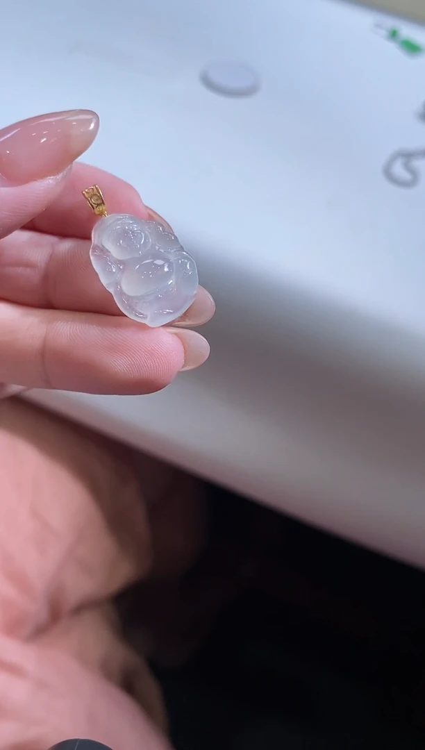 翡翠18K金镶嵌吊坠(不含链)财爷爷