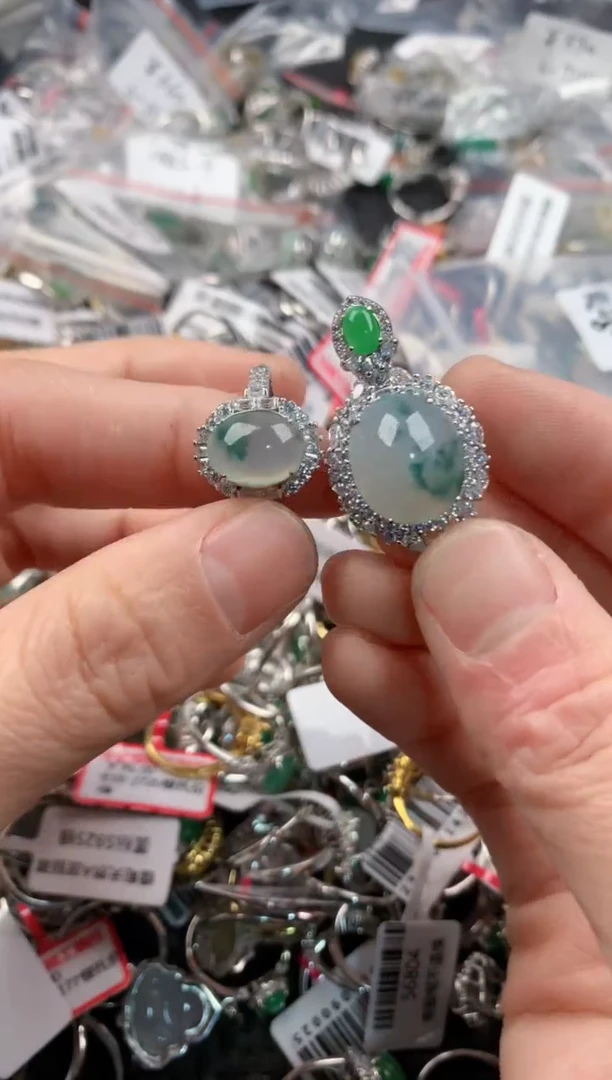 银S925镶嵌戒指翡翠2             8