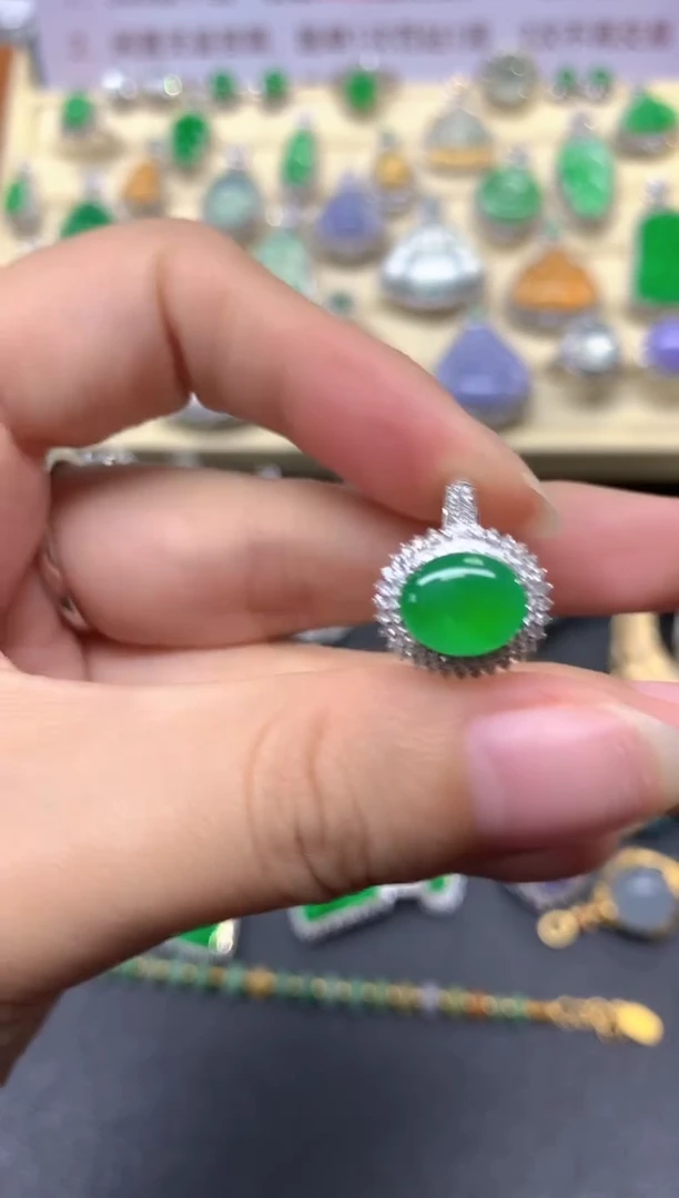 翡翠戒指18K金镶嵌戒指|7250+725