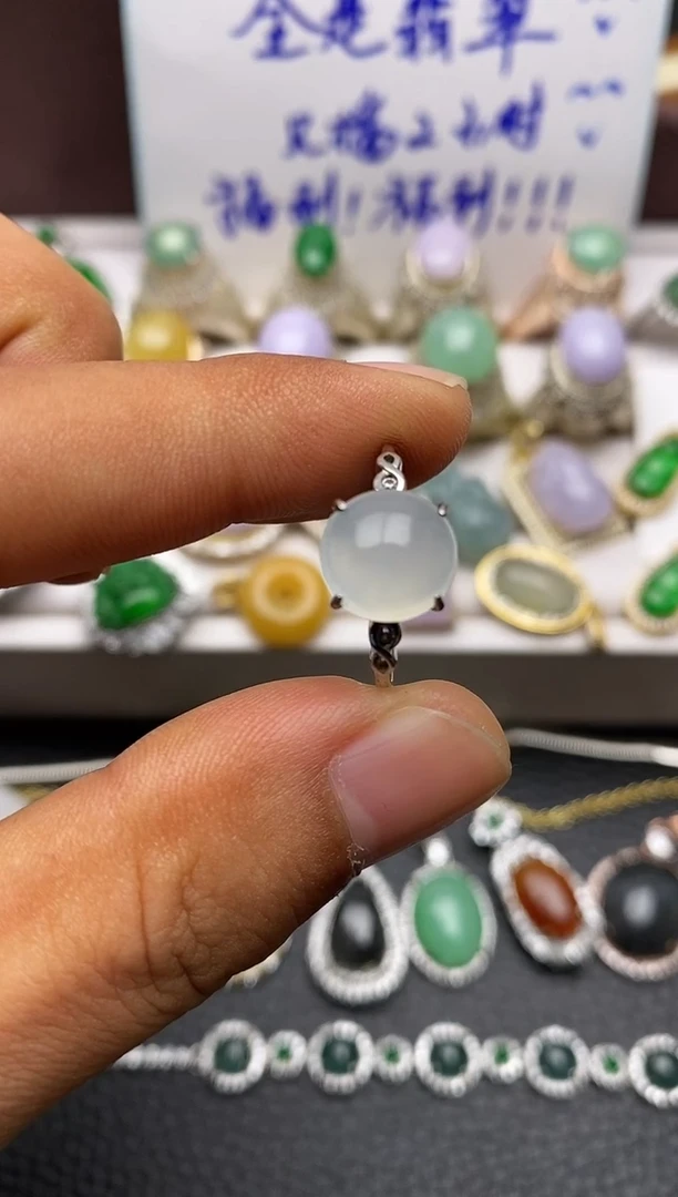 银S925镶嵌戒指翡翠/0002