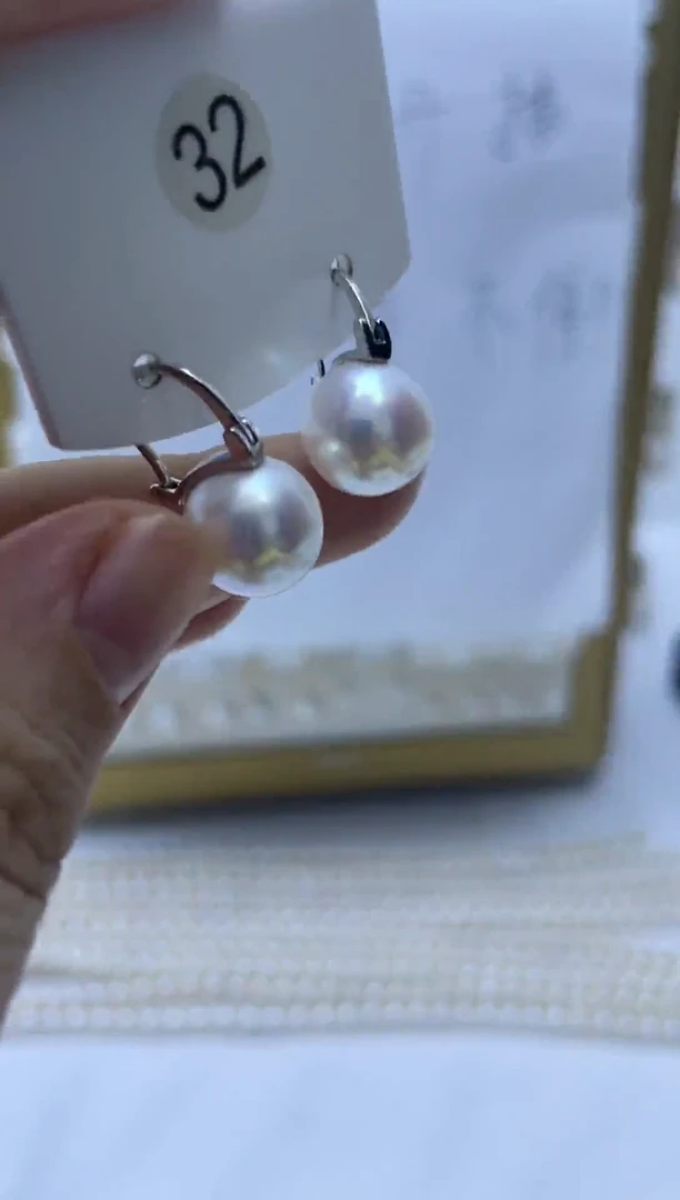 银S925镶嵌耳饰淡水珍珠32