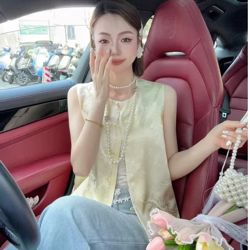 夏季新中式女装国风马甲清冷松弛感气质穿搭马甲----6111