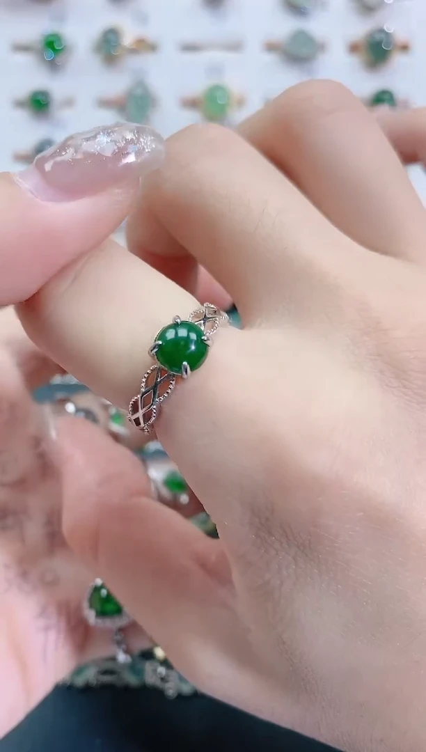 银S925镶嵌戒指翡翠天然翡翠