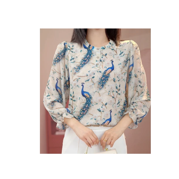 Y1108[高品质]气质优雅时尚碎花衬衫