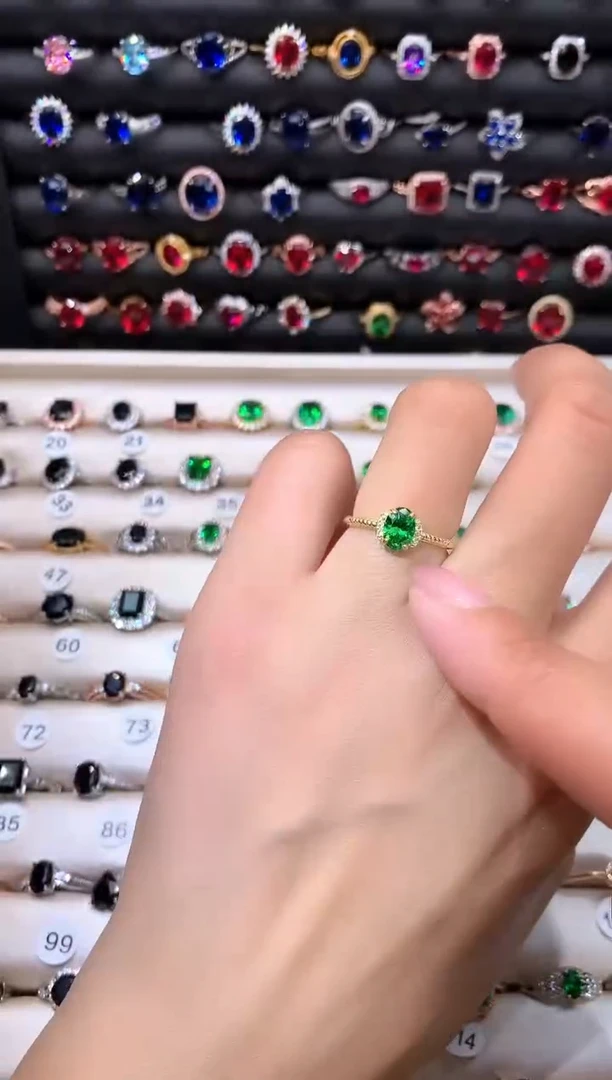 【闪购商品】透辉石戒指银S925镶嵌57