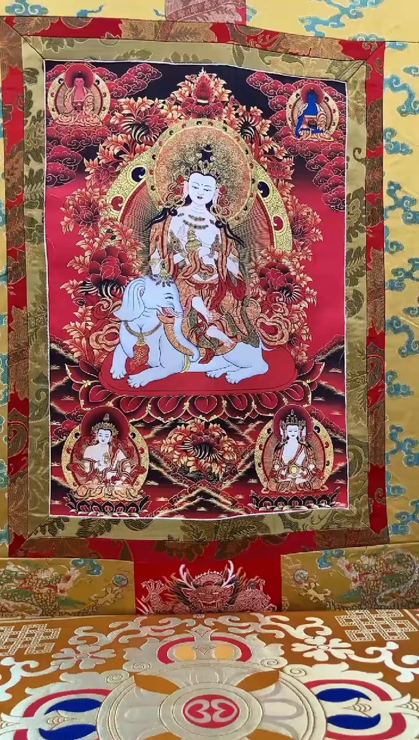 【闪购商品】卷轴画矿物质喷绘  普贤菩萨1.3m金色龙布