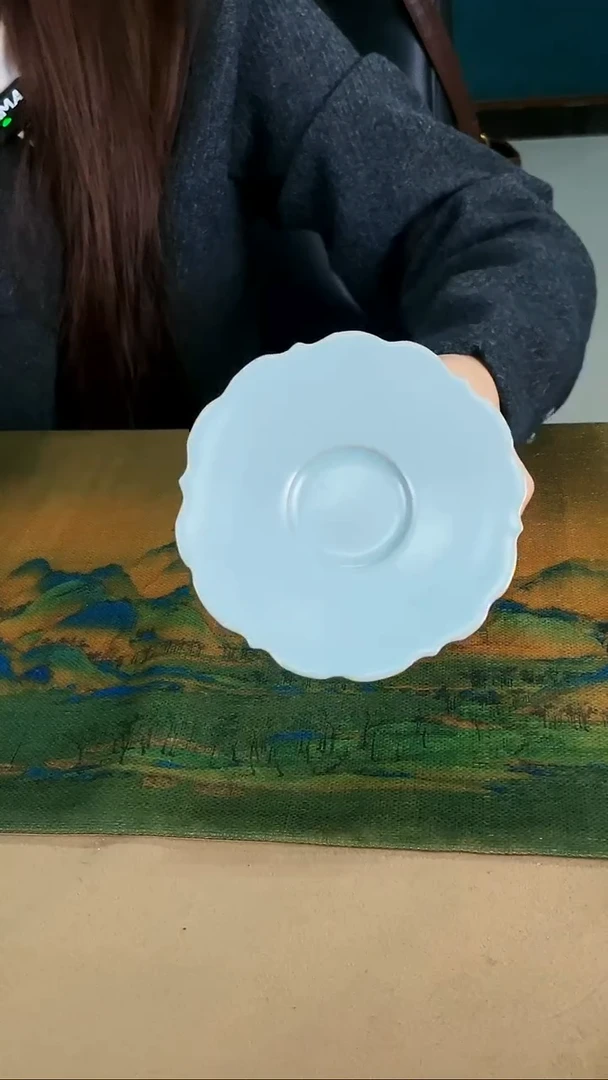 杯子瓷孙现锋仿古釉 花口盏托