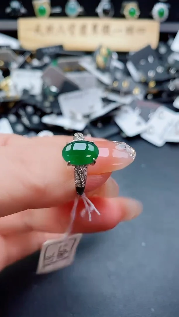 银S925镶嵌戒指翡翠1