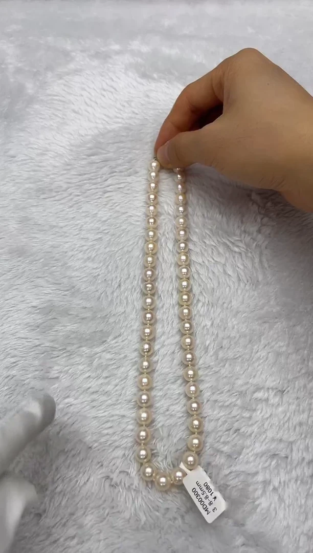 项链银S925镶嵌海水珍珠AK羽皇金8-8.5mm