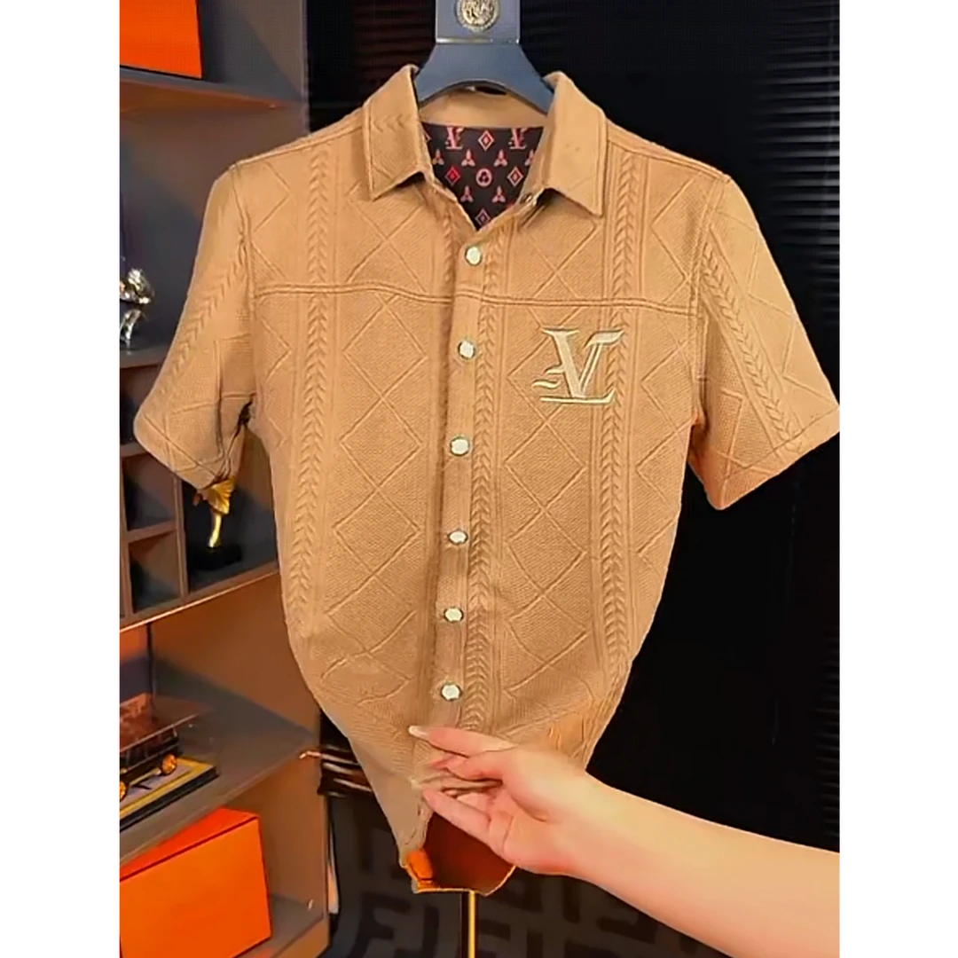 2025设计师短袖潮流提花夏季男款常规Polo衫翻领基础大众 825013