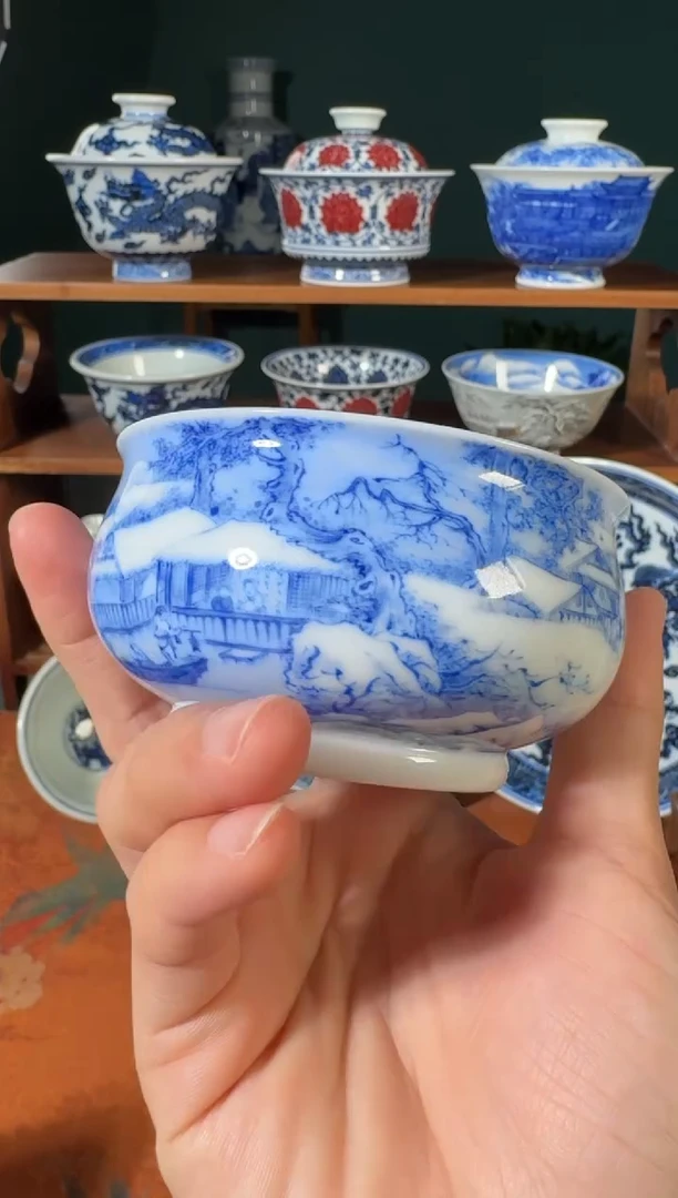 【闪购商品】杯画堂春雪江卖鱼图炉式杯
