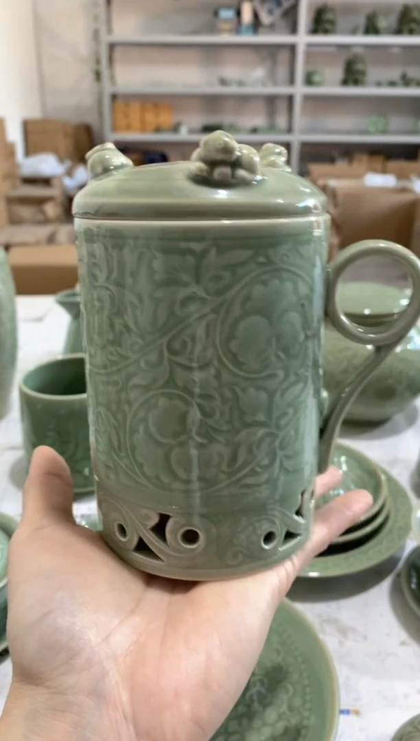 瑕疵 牡丹闻香杯 带盖子 微瑕一套