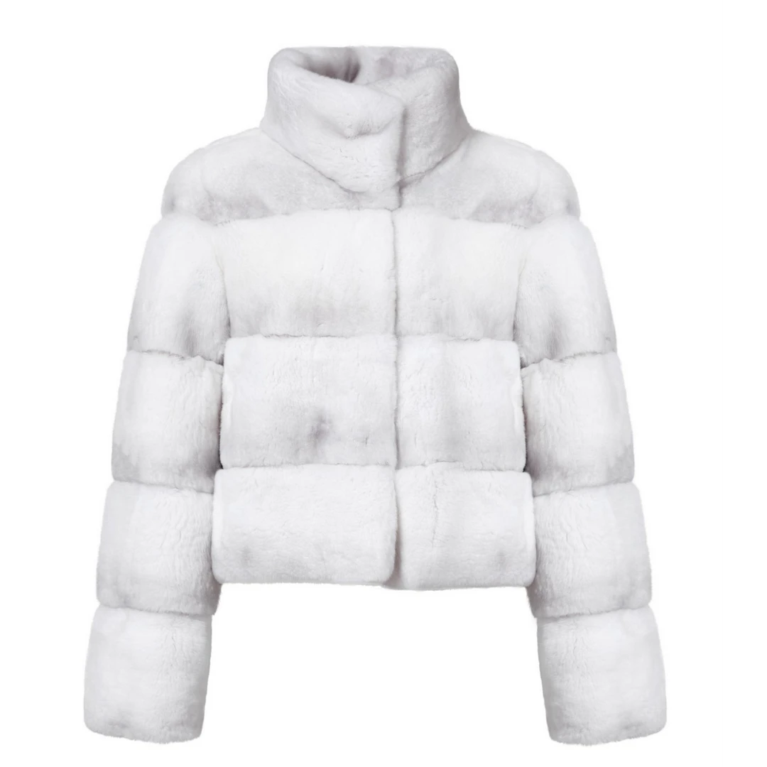 【周周专属】高领长款皮草丝绒龙猫兔皮毛一体外套冬季