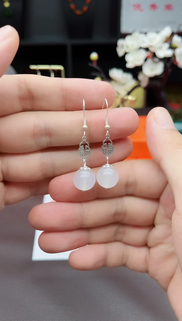 玛瑙/玉髓耳饰银S925镶嵌5220000