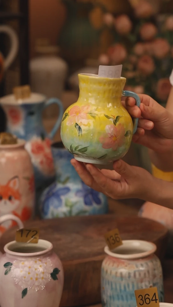 陶瓷385景德镇设计师手作花器摆件侘寂风