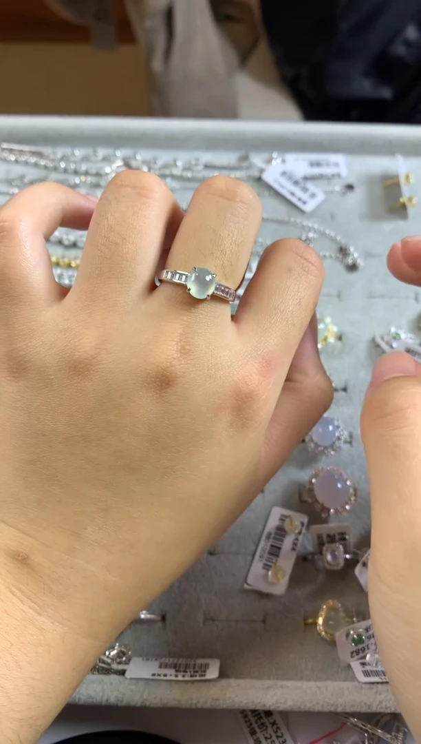 银S925镶嵌戒指翡翠3