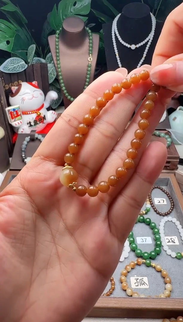 手串未镶嵌和田玉精品6m新疆且末糖玉手串金饰