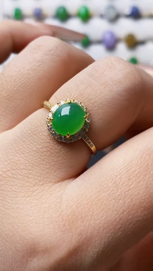 银S925镶嵌戒指翡翠3693