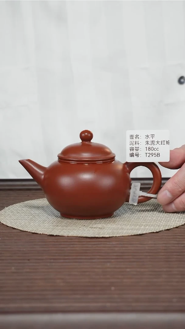 茶壶紫砂T295B 朱泥大红袍 水平 180cc