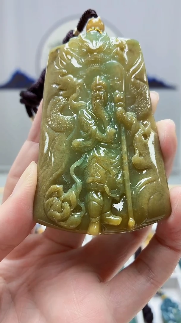 未镶嵌定制翡翠5028zm-毛货挂件关公77