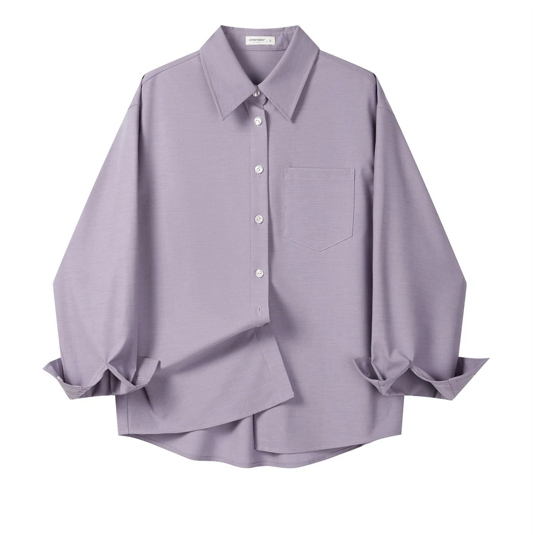 羊城故事-紫色长袖衬衫女2025新款百搭防晒外套Y50752486
