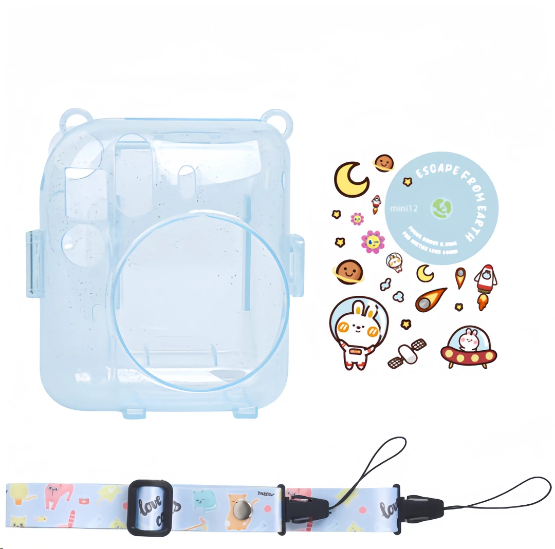 拍立得mini12相机相片袋透明保护水晶闪粉壳手提相机包保护套