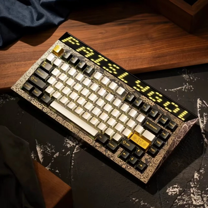 怒喵R4 CYBERBOARD银色腰果花 金色佩斯丽限量版私人定制高端键盘