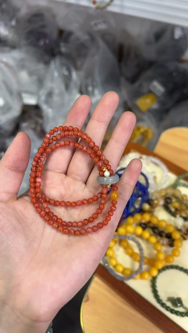 【闪购商品】南红玛瑙手链未镶嵌飘花南红玛瑙多圈手链[0673]