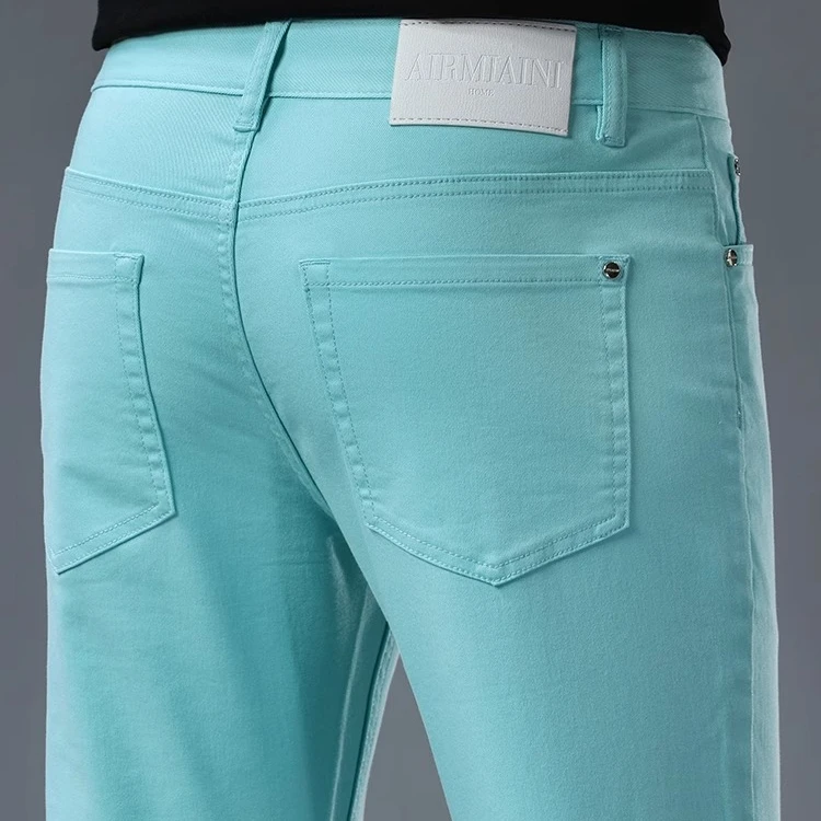 荷波撒纳温欧货高端牛仔裤男夏季薄款修身小脚弹力休闲百搭牛仔裤