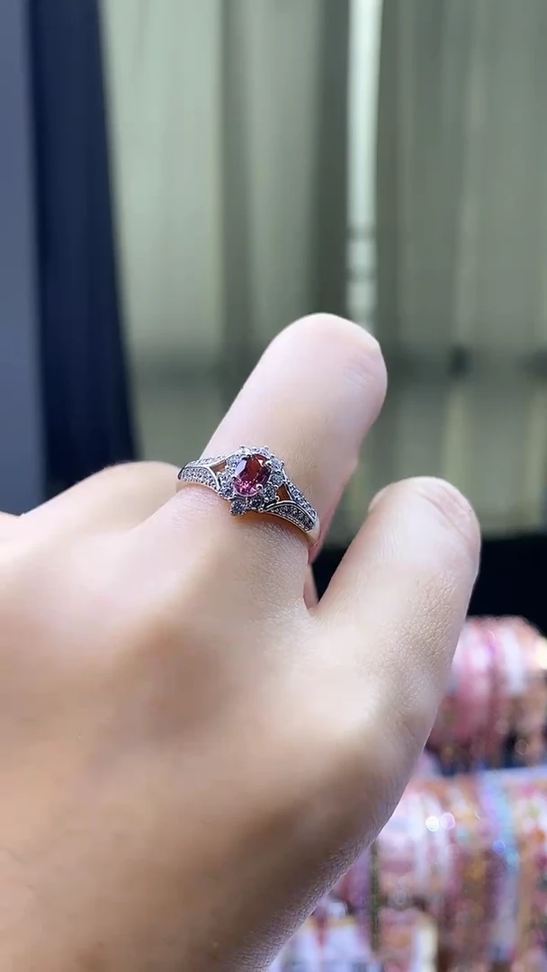 【闪购商品】碧玺戒指银S925镶嵌6666666666666