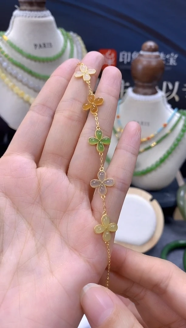 手链银S925镶嵌和田玉cg