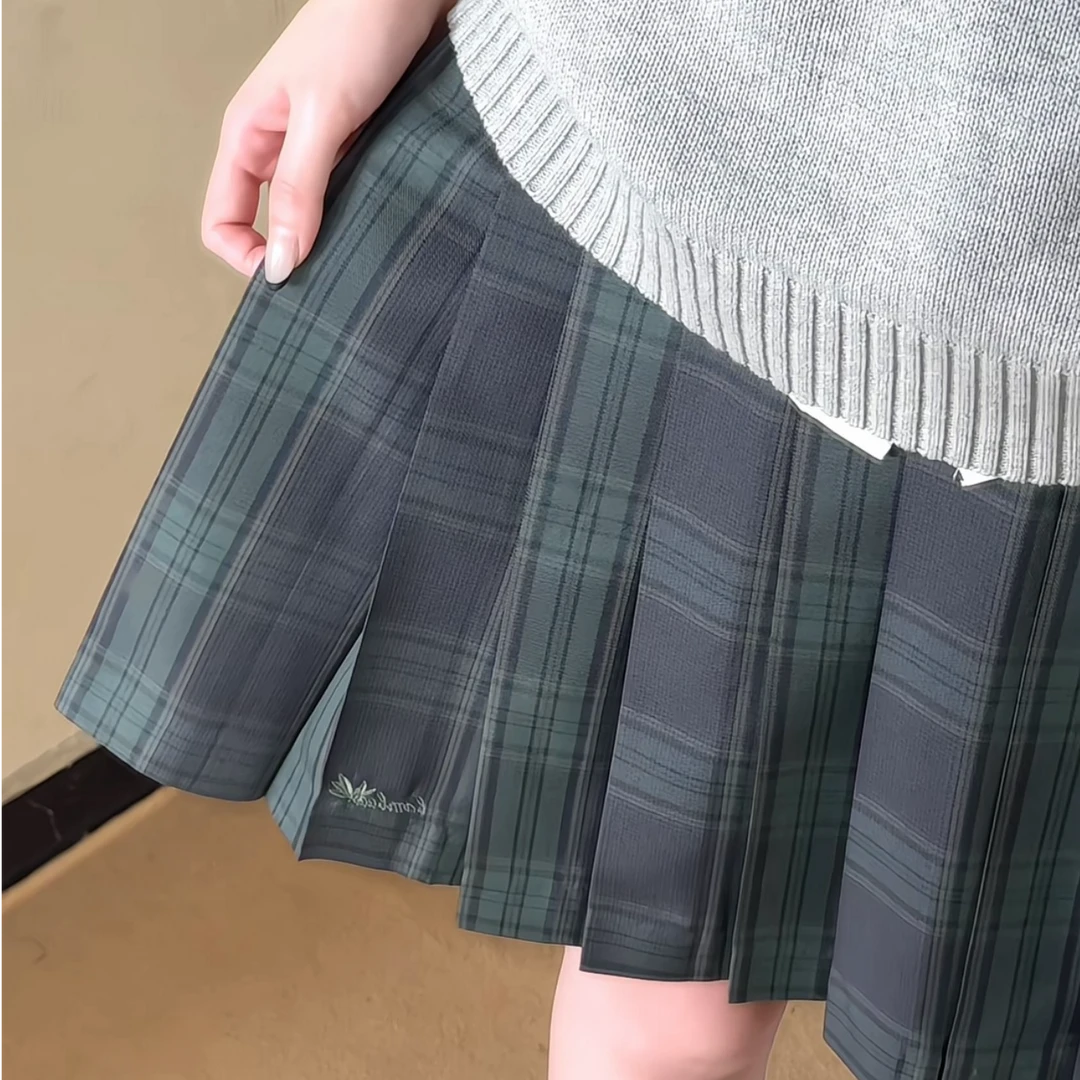 【松间雾】梦屿春樱JK原创正版秋季长款格裙百褶裙绿色学院风校供感