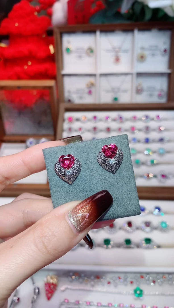 18K金镶嵌耳饰碧玺2.5ct/天然宝石/七天无理由