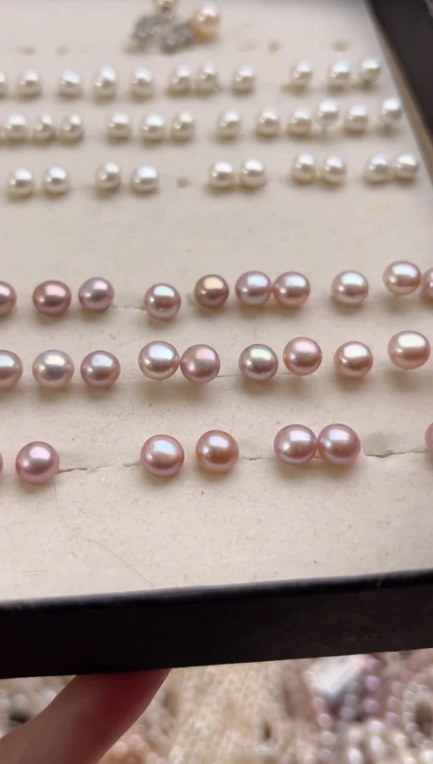 银S925镶嵌淡水珍珠福利强光*珍珠耳钉7mm+无核