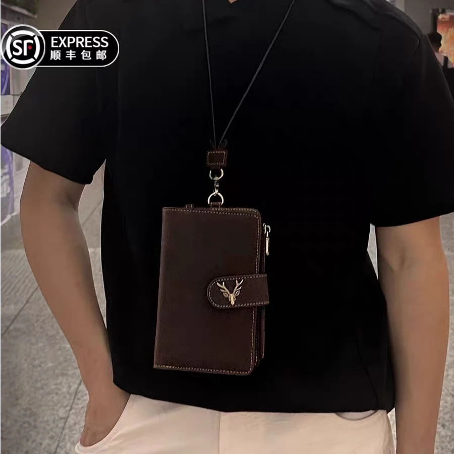 复古真皮防盗刷护照包钱包一体男士多卡位卡包旅行护照夹收纳包