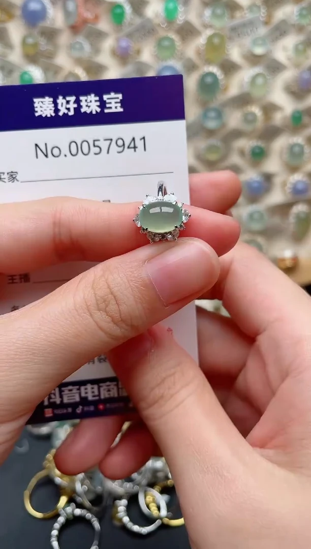 翡翠戒指银S925镶嵌.