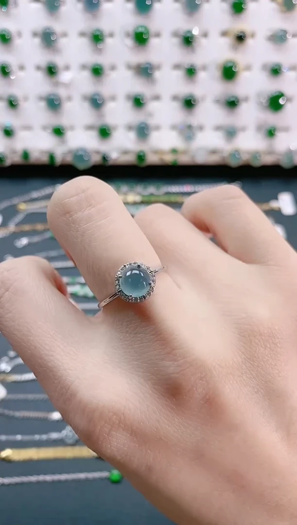 【闪购商品】翡翠戒指银S925镶嵌天然翡翠