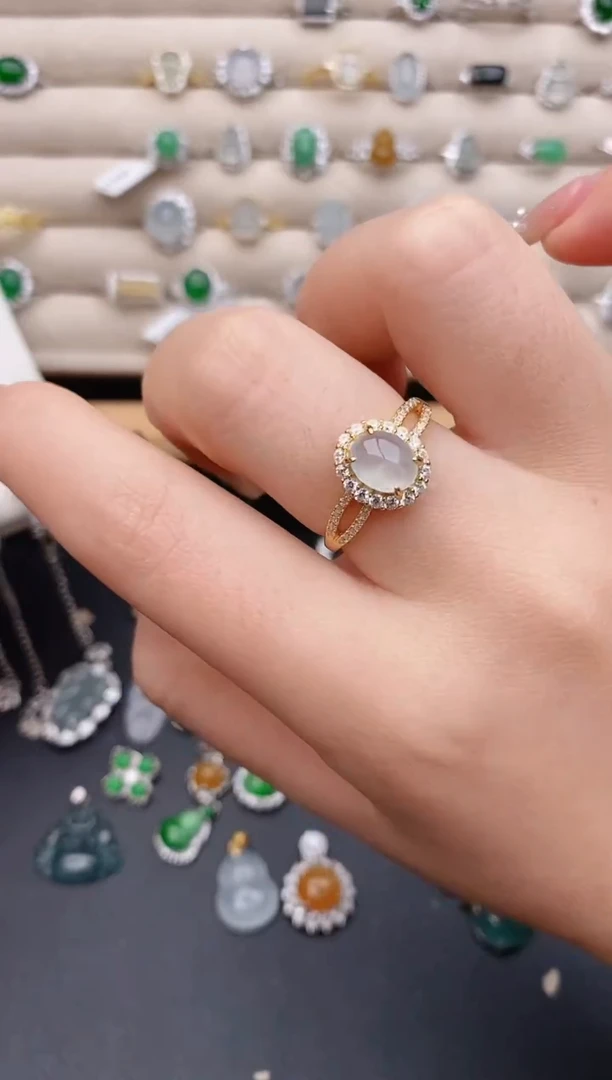 银S925镶嵌戒指翡翠0