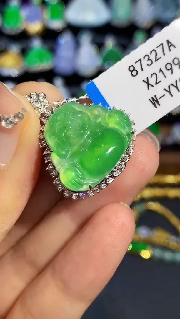 吊坠(不含链)18K金镶嵌翡翠X2199多样性发其一