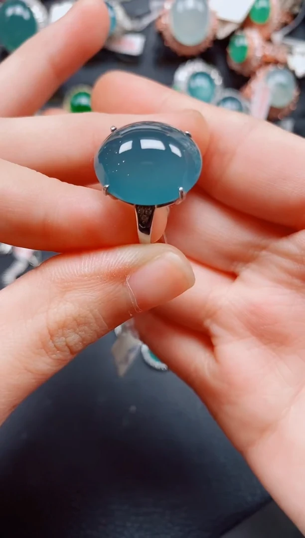 银S925镶嵌戒指翡翠翡翠