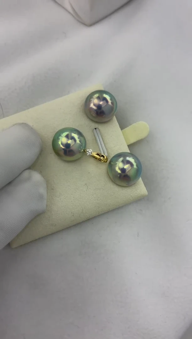 18K金镶嵌套装拼合珍珠（马贝珠）仙境马贝套装13mm