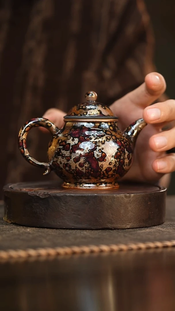 48柴房陶瓷柴烧斑鹿壶