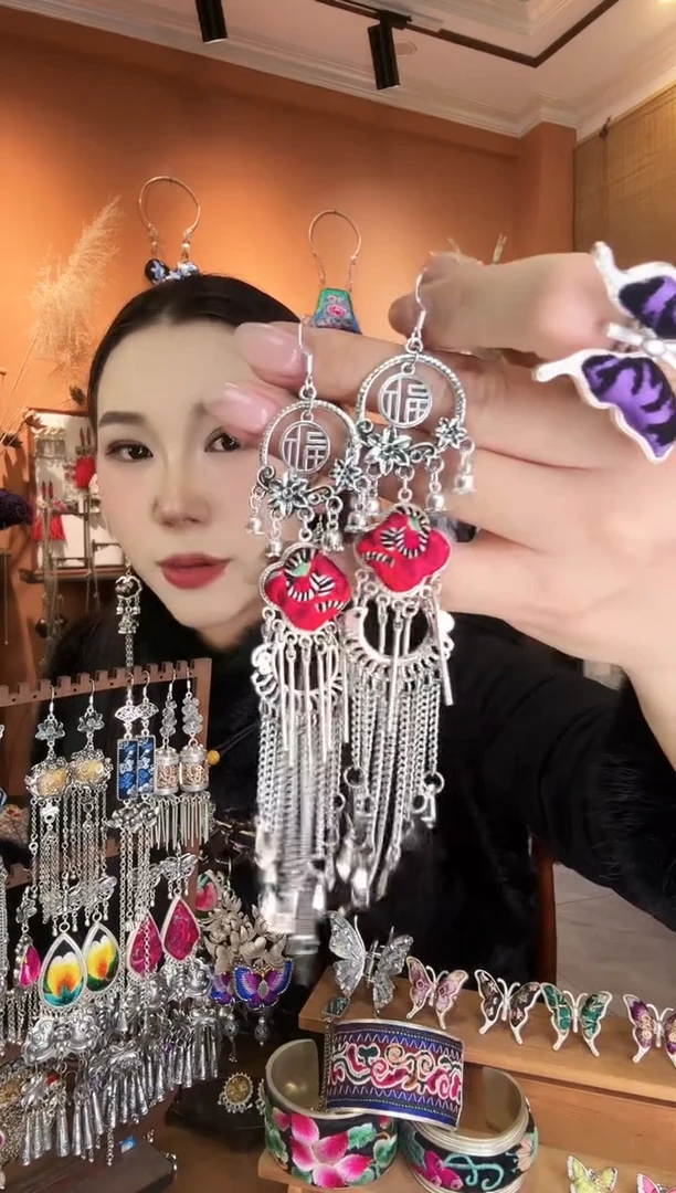 刺绣纯手工民族风耳环