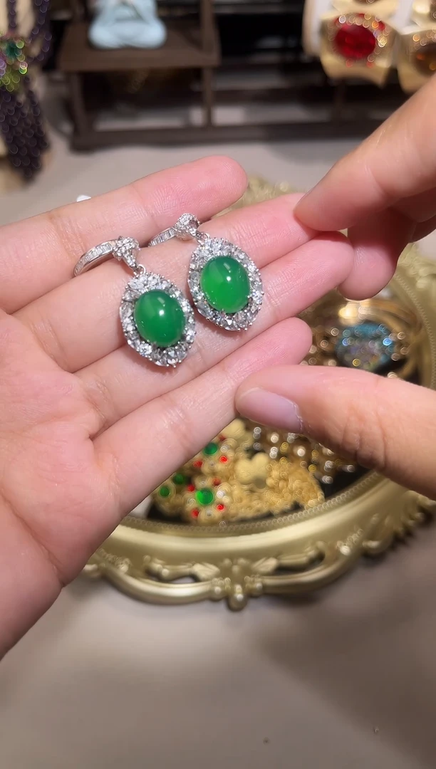 银S925镶嵌颈饰玛瑙/玉髓耳钉