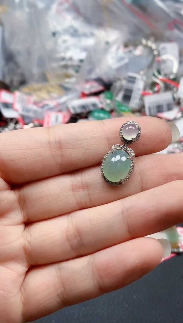 银S925镶嵌戒指翡翠天然A货缅甸翡翠