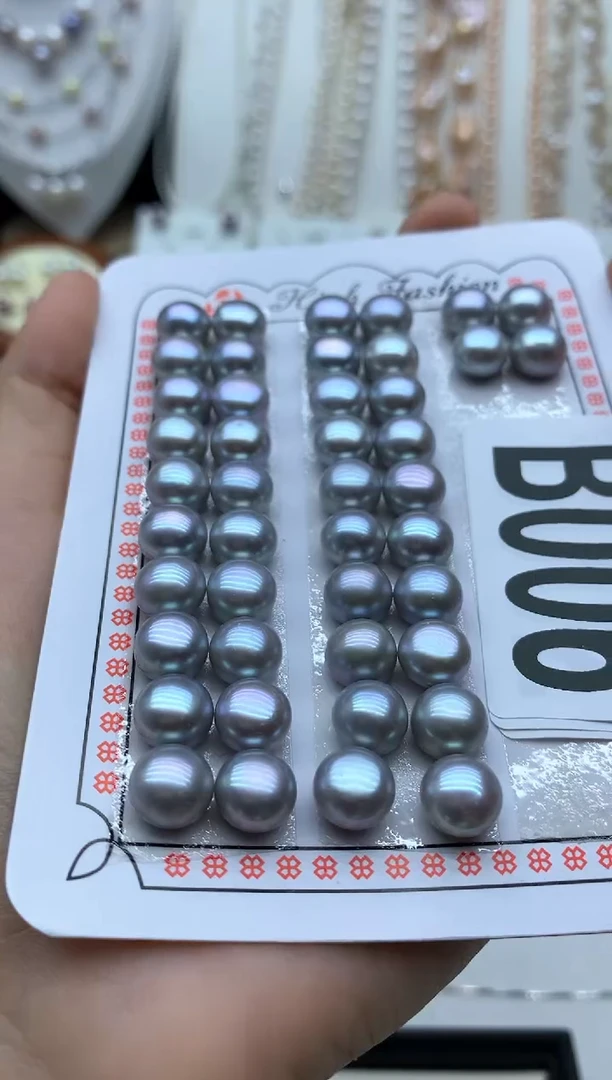 银S925镶嵌淡水珍珠耳饰多样性发其一8mm馒头珠