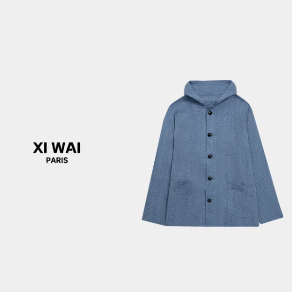 高级男装 春夏新品25s男士纯亚麻面料经典休闲长袖连帽外套 0145